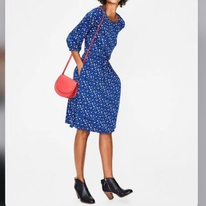 Boden Talia Jersey Knit Dress Knee Length NEW Women’s 8 Long Blue